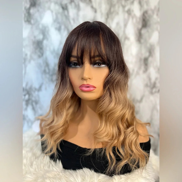 16 Inch ombre Brown To Honey Blonde wave Short Wig for Daily Use Natural… - Picture 8 of 11